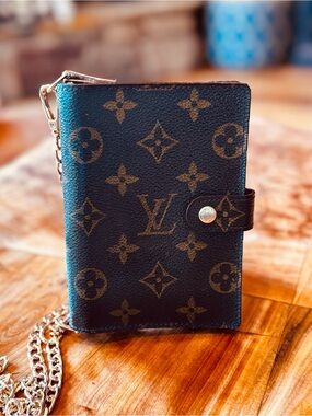 Louis Vuitton notebook wallet, repurposed converted